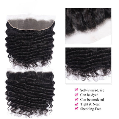 Geetahair Loose Deep Wave 13x4 Lace Frontal With 3 Bundles 100% Human Hair - GeetaHair