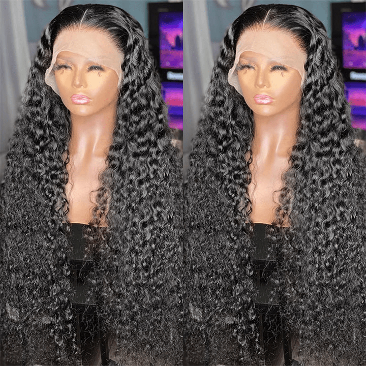 40 Inch Long Black Hair Deep Wave HD Lace Front Wig Super Long Length Human Hair Wigs For Women - GeetaHair