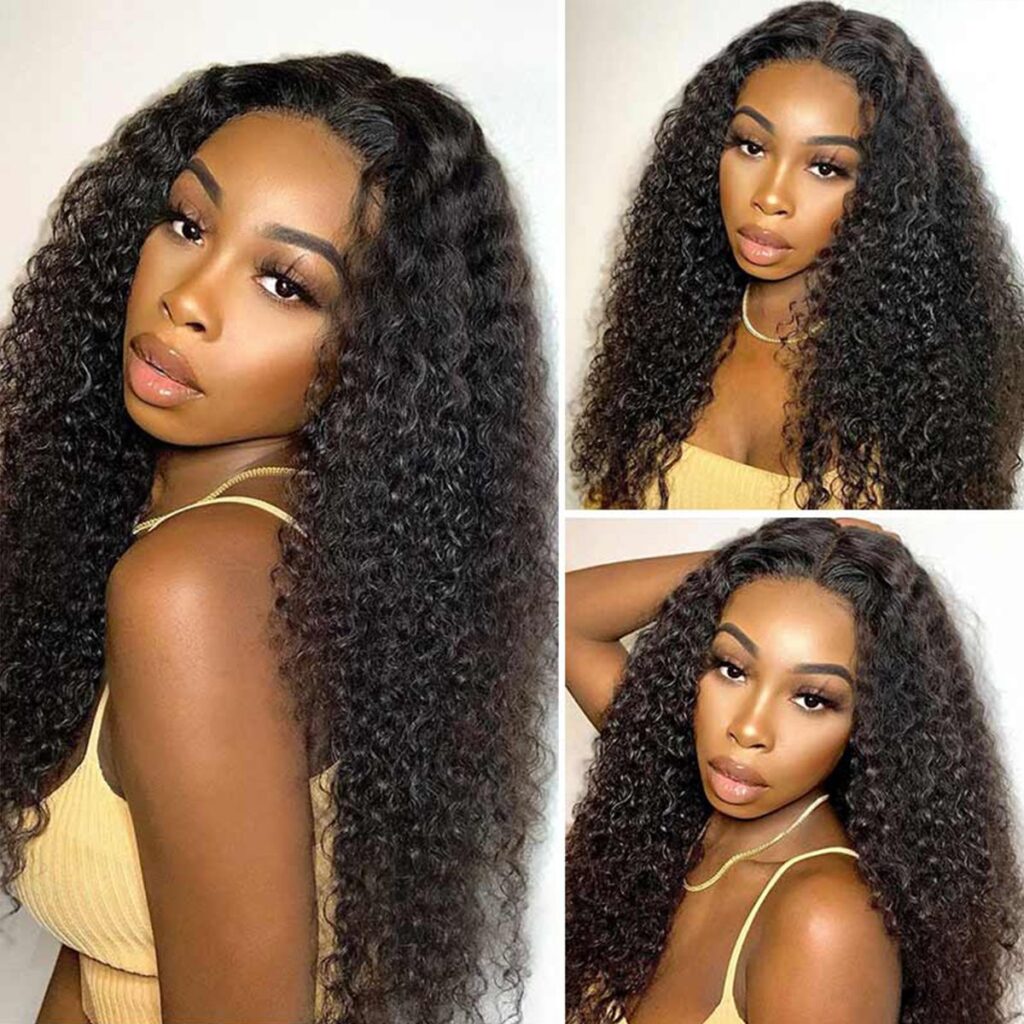 Natural Curly Hair T Part Lace Front Human Hair Wig Pre Plucked With Baby Hair - Geeta Hair - GeetaHair