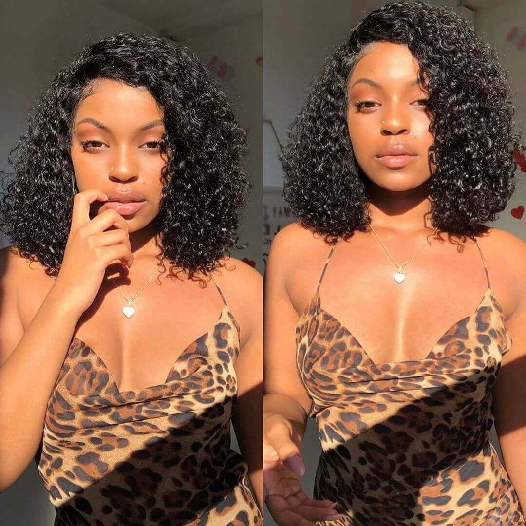 13x4 Invisible HD Lace Front Curly Bob Wig Pre Plucked Natural Hairline Glueless Lace Front Wigs - Geeta Hair - GeetaHair