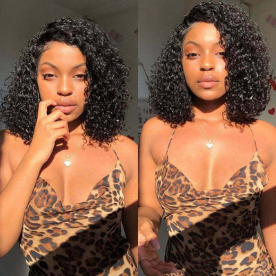 13x4 Invisible HD Lace Front Curly Bob Wig Pre Plucked Natural Hairline Glueless Lace Front Wigs - Geeta Hair - GeetaHair