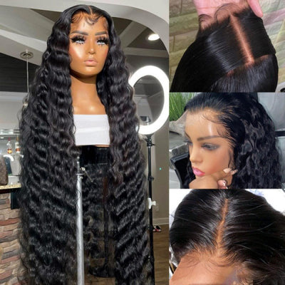 40 Inch Long Black Hair Loose Deep Wave HD Lace Front Wig Super Long Length Human Hair Wigs For Women - GeetaHair