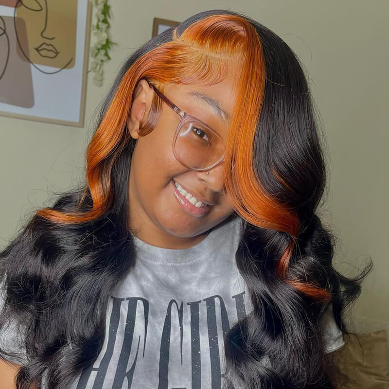 Skunk Striped Wig Natural Body Wave Hairstyle HD Lace Wig Pre drawn Natural Hairline Real Human Hair Wig - geeta hair - GeetaHair