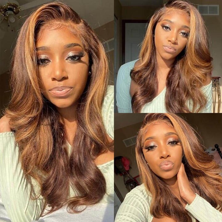 13x4 Lace Front Wigs Curly Hair / Blonde Highlight Wig Pre Plucked With Baby Hair 100% Virgin Human Hair Wig - Geeta Hair - GeetaHair