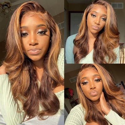 13x4 Lace Front Wigs Curly Hair / Blonde Highlight Wig Pre Plucked With Baby Hair 100% Virgin Human Hair Wig - Geeta Hair - GeetaHair