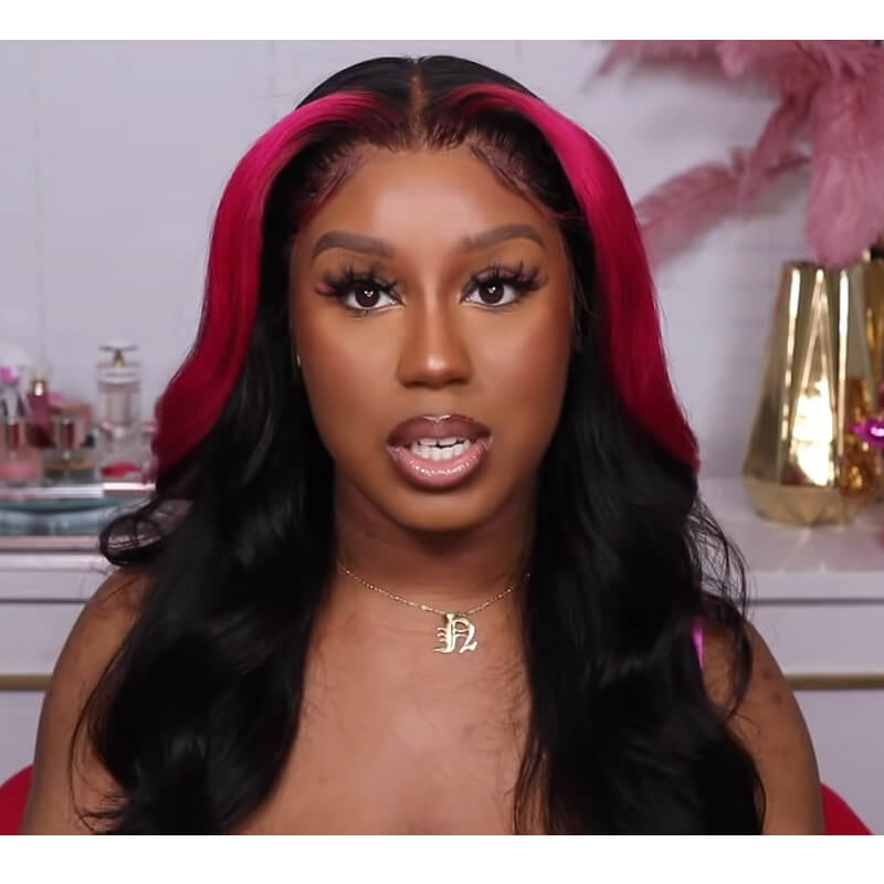 Skunk Striped Wig Natural Body Wave Hairstyle HD Lace Wig Pre drawn Natural Hairline Real Human Hair Wig - geeta hair - GeetaHair