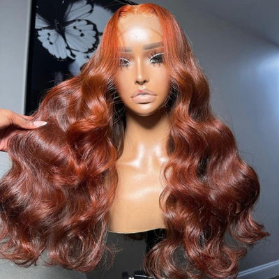 Money Piece Highlight Light Orange 13x4/4x4 Transparent Lace Front Wig Skunk Stripe Body Wave Lace Color Wig - Geeta Hair - GeetaHair