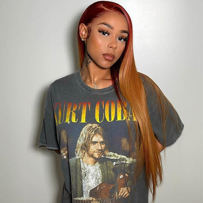Ombre Red And Honey Blonde Straight HD Lace Front Wig Pre Plucked With Baby Hair Lace Front Wig - GeetaHair
