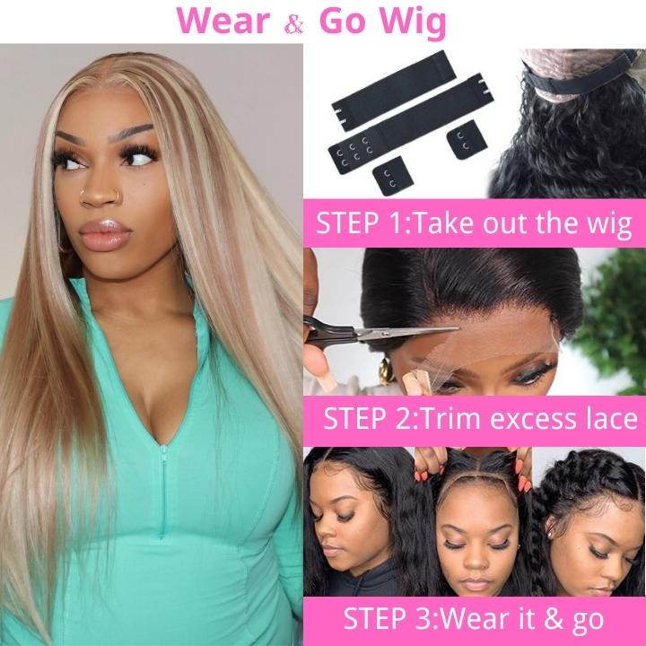 Straight Balayage HD Lace Front Wig Ash Blonde Colored Human Hair Wigs With Highlights - GeetaHair