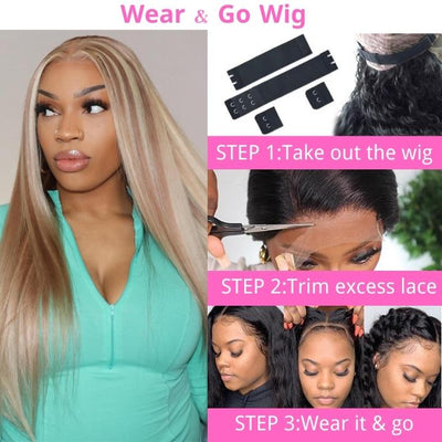 Straight Balayage HD Lace Front Wig Ash Blonde Colored Human Hair Wigs With Highlights - GeetaHair
