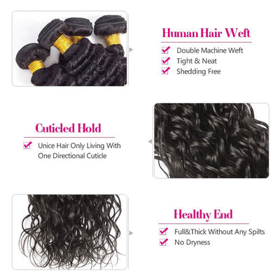 Geetahair Water Wave Hair 4 Bundles With 4x4 Lace Closure Virgin Human Hair - GeetaHair