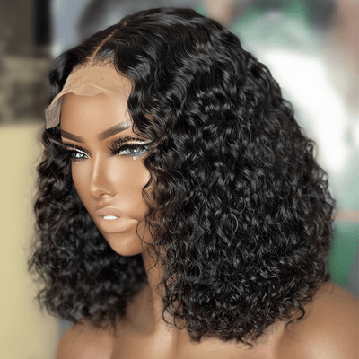Spanish Curly Bob Wig 5x5 HD Lace Closure Wig 12" - 18" Human Hair Bob Wigs Black Color - Geeta - hair - GeetaHair
