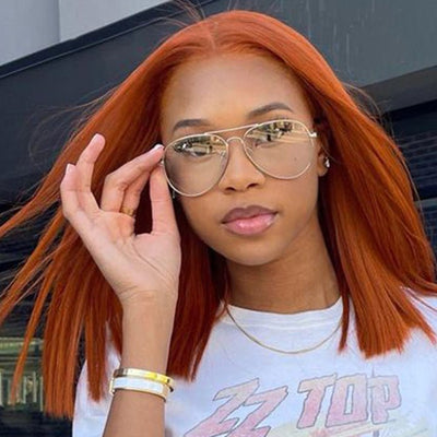 Ginger Straight HD Lace Front Bob Wig Colored Short Human Hair Bob Wigs - GeetaHair