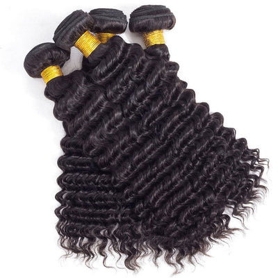 GeetaHair Deep Wave 4 Bundles with 4x4 Lace Closure Unprocessed Virgin Hair - GeetaHair
