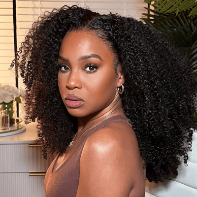 Fluffy Kinky Curly HD Transparent Lace Front Wigs 13x4/6x4 Real Human Hair Wig Pre Plucked Hairline - Geeta Hair - GeetaHair