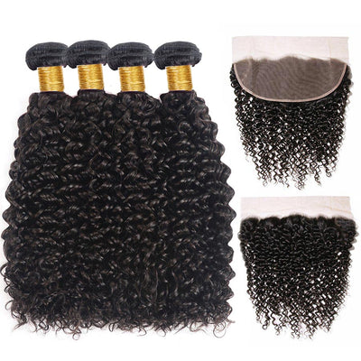 GeetaHair Long Curly Hair 4 Bundles With 13x4 Ear To Ear Lace Frontal Virgin Human Hair - GeetaHair