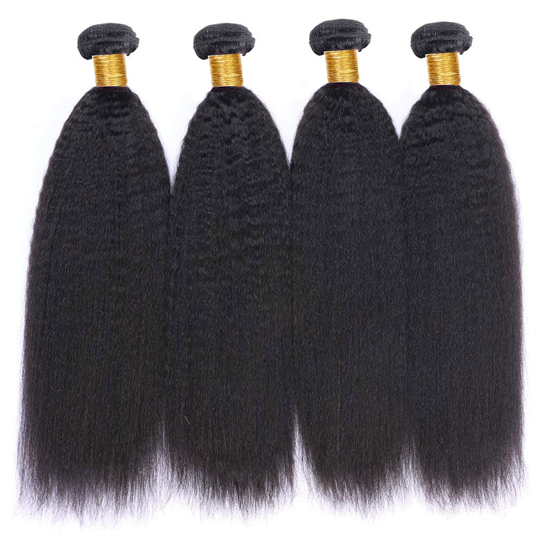 Geetahair Kinky Straight Hair 4 Bundles With 4x4 Lace Closure Human Hair Extensions - GeetaHair