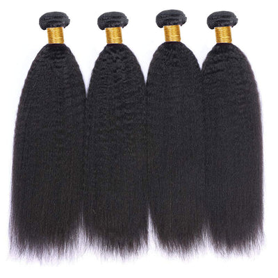 Geetahair Kinky Straight Hair 4 Bundles With 4x4 Lace Closure Human Hair Extensions - GeetaHair