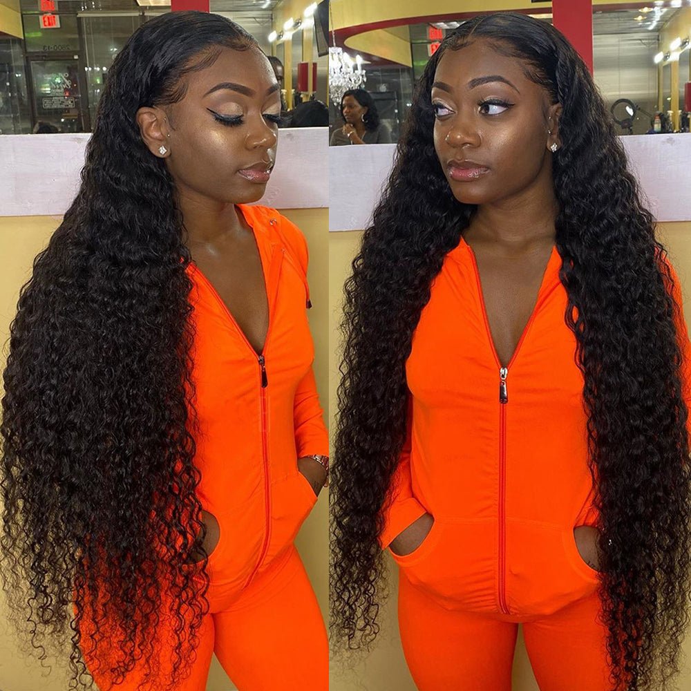 40 Inch Long Black Hair Kinky Curly HD Lace Front Wig Super Long Length Human Hair Wigs For Women - GeetaHair