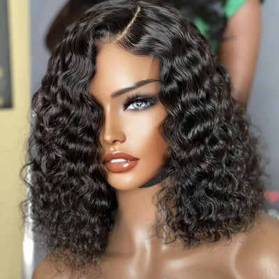 Spanish Curly Bob Wig 13*4/4*4 Short Human Hair Bob Wigs 8" - 14" Black Bob Wig - Geeta - hair - GeetaHair
