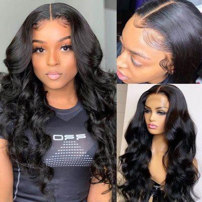 Brazilian Hair Body Wave T Part Lace Wig 100% Virgin Human Hair Natural Color With Baby Hair - Geeta Hair - GeetaHair