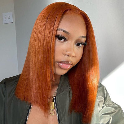 Ginger Straight HD Lace Front Bob Wig Colored Short Human Hair Bob Wigs - GeetaHair