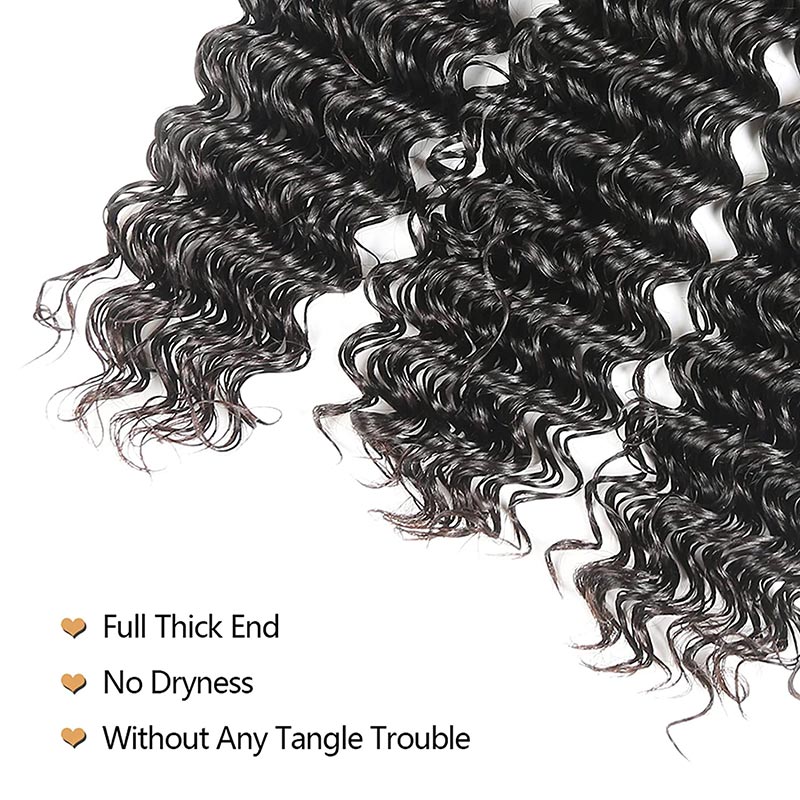 GeetaHair Deep Wave 4 Bundles with 4x4 Lace Closure Unprocessed Virgin Hair - GeetaHair
