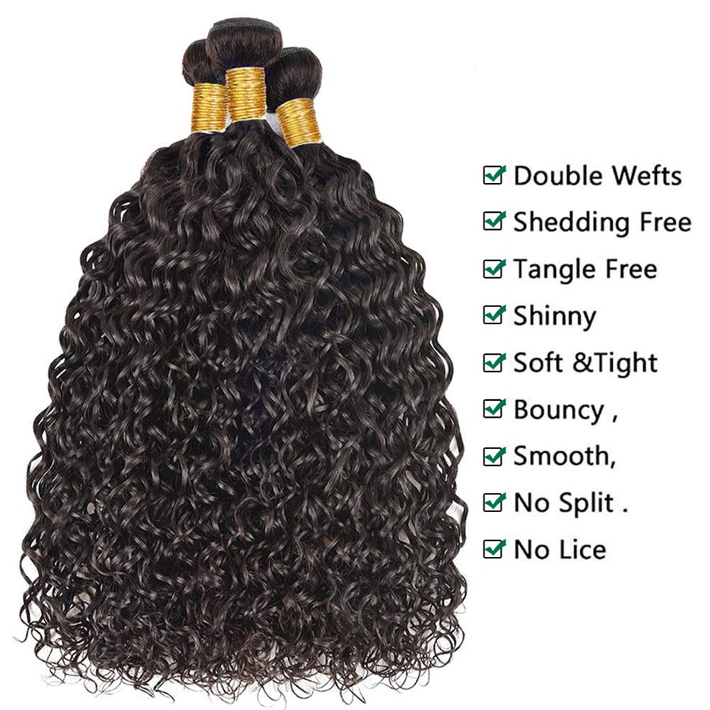 Geetahair Water Wave Hair 3 Bundles with 4x4 Lace Closure 100% Virgin Human Hair on Sale - GeetaHair