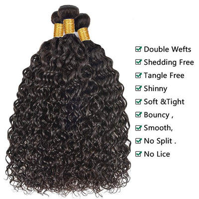 Geetahair Water Wave Hair 3 Bundles with 4x4 Lace Closure 100% Virgin Human Hair on Sale - GeetaHair