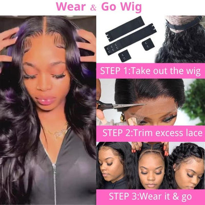 Highlight Black with Purple Body Wave Transparent Lace Front Wig Highlights Colored Glueless Human Hair Wigs For Women - Geeta Hair - GeetaHair