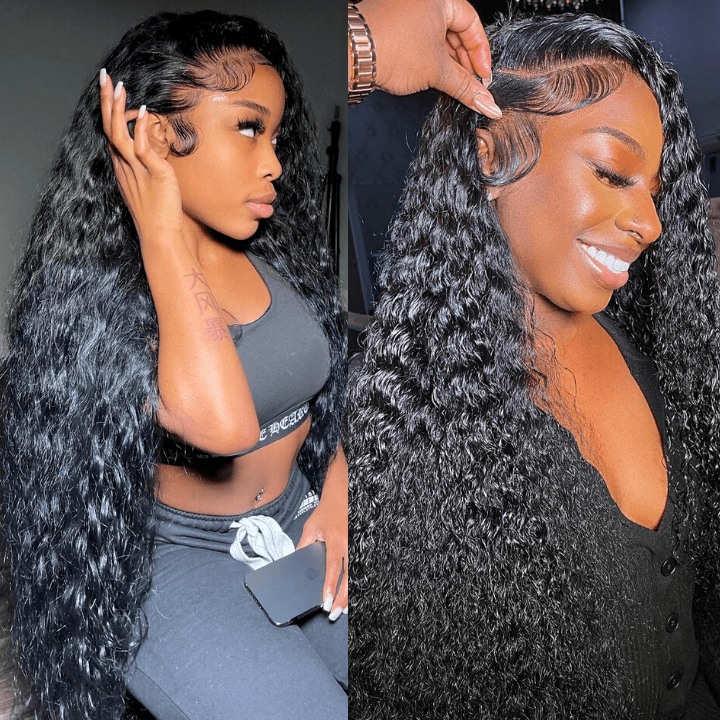 40 Inch Long Black Hair Water Wave HD Lace Front Wig Super Long Length Human Hair Wigs For Women - GeetaHair