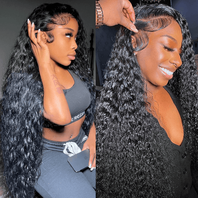 40 Inch Long Black Hair Water Wave HD Lace Front Wig Super Long Length Human Hair Wigs For Women - GeetaHair