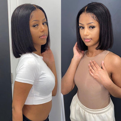 Short Straight Bob Wig T Part Lace Front Wig Virgin Human Hair 150% Density - Geeta Hair - GeetaHair