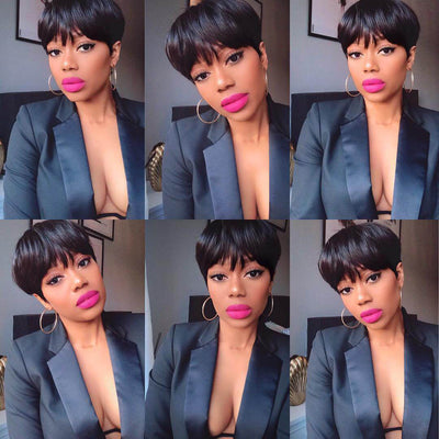 Short Pixie Cut Wig Straight Hair With Bangs 100% Human Virgin Hair Wig - Geetahair - GeetaHair