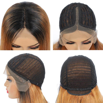 Body Wave Hair 1b/30 Ombre Honey Brown Color Guleless T Part Lace Frontal Wig 100% Virgin Human Hair Wigs - Geeta Hair - GeetaHair