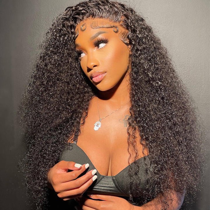 13x4/13x6 HD Transparent Lace Front Wig kinky Curly Hair Pre Plucked Hairline Real Human Hair Wig - Geeta Hair - GeetaHair