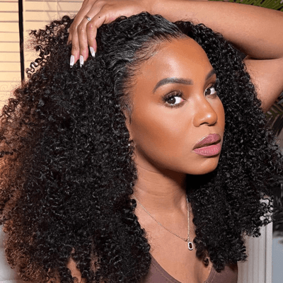 Fluffy Kinky Curly HD Transparent Lace Front Wigs 13x4/6x4 Real Human Hair Wig Pre Plucked Hairline - Geeta Hair - GeetaHair