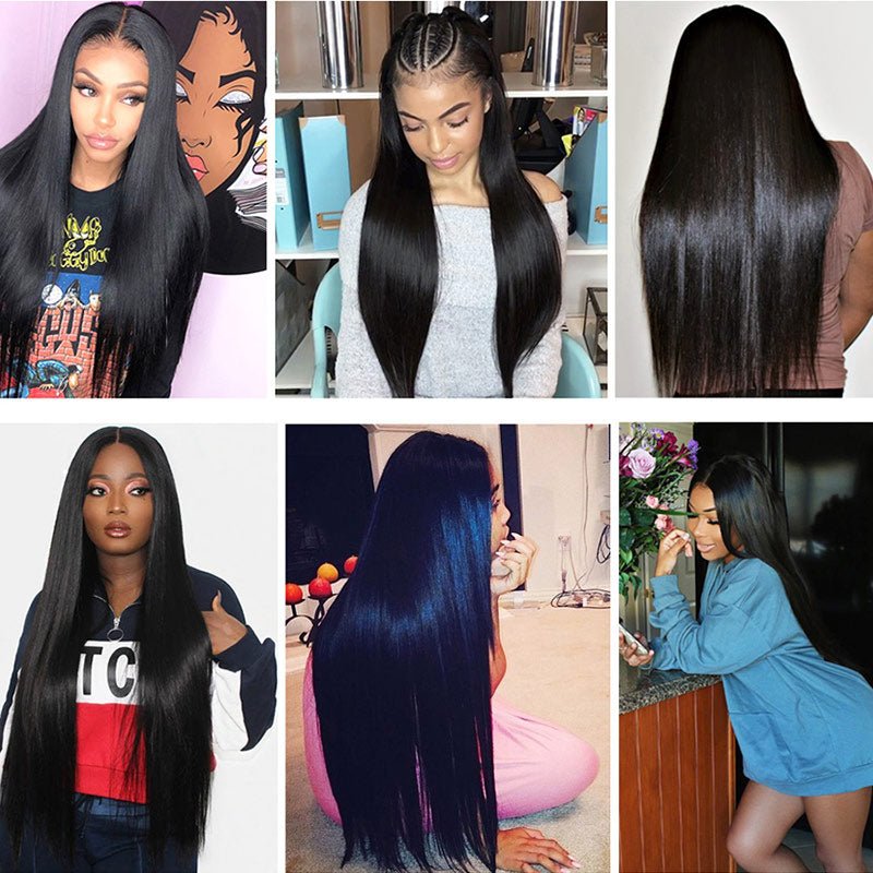 GeetaHair Straight Hair 4 Bundles with 4x4 Lace Closure 100% Unprocessed Human Hair - GeetaHair