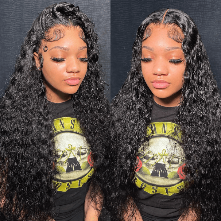 40 Inch Long Black Hair Water Wave HD Lace Front Wig Super Long Length Human Hair Wigs For Women - GeetaHair
