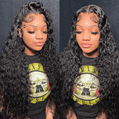 40 Inch Long Black Hair Water Wave HD Lace Front Wig Super Long Length Human Hair Wigs For Women - GeetaHair