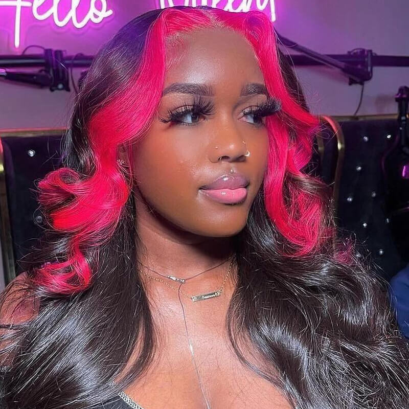 Skunk Striped Wig Natural Body Wave Hairstyle HD Lace Wig Pre drawn Natural Hairline Real Human Hair Wig - geeta hair - GeetaHair