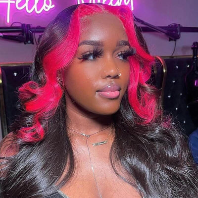 Skunk Striped Wig Natural Body Wave Hairstyle HD Lace Wig Pre drawn Natural Hairline Real Human Hair Wig - geeta hair - GeetaHair