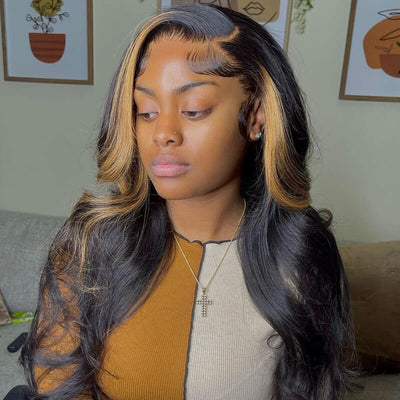 Skunk Striped Wig Natural Body Wave Hairstyle HD Lace Wig Pre drawn Natural Hairline Real Human Hair Wig - geeta hair - GeetaHair