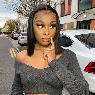 Short Straight Bob Wig T Part Lace Front Wig Virgin Human Hair 150% Density - Geeta Hair - GeetaHair