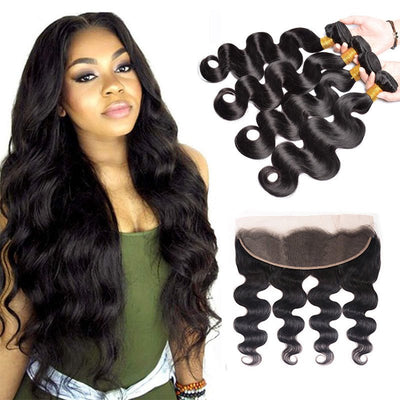 Geeta Hair Body Wave Hair 4 Bundles With 13x4 Lace Frontal Virgin Human Hair - GeetaHair