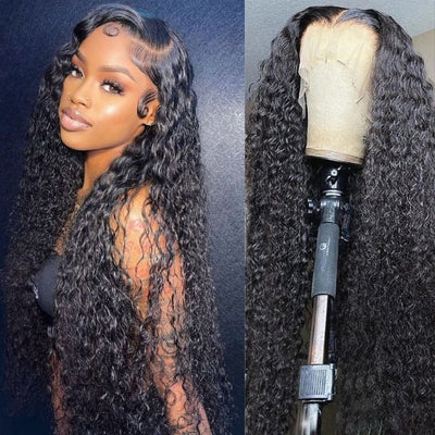 40 Inch Long Black Hair Water Wave HD Lace Front Wig Super Long Length Human Hair Wigs For Women - GeetaHair