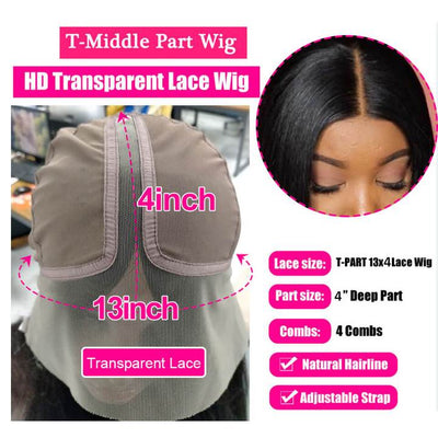 Natural Curly Hair T Part Lace Front Human Hair Wig Pre Plucked With Baby Hair - Geeta Hair - GeetaHair