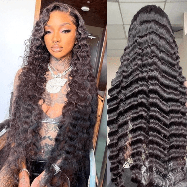 40 Inch Long Black Hair Loose Deep Wave HD Lace Front Wig Super Long Length Human Hair Wigs For Women - GeetaHair