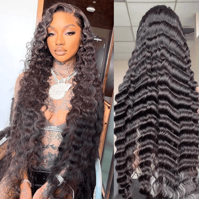 40 Inch Long Black Hair Loose Deep Wave HD Lace Front Wig Super Long Length Human Hair Wigs For Women - GeetaHair
