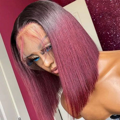 Burgundy 99J Straight Short Bob Wig 4x4/13x4 Lace 100% Human Hair Bob Wigs For Black Women - Geeta Hair - GeetaHair